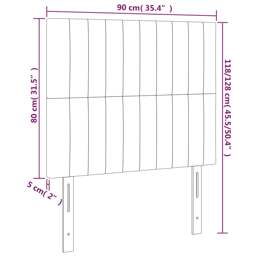 LED Headboard Pink 90x5x118 128 cm Velvet