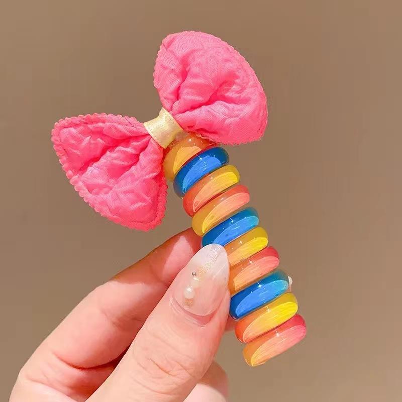 1 шт., новая милая эластичная спиральная веревка для волос цвета радуги, веревка для головы, кольцо для волос с хвостиком, резинка для волос, головной убор для детей