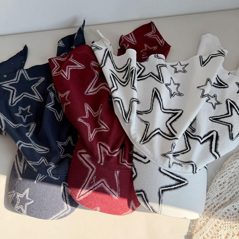 Korean Style Scarf Baseball Cap Star Print Strappy Scarf Hat Fashion Letter Headscarf Hat  Summer