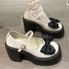 Новые удобные туфли Мэри Джейн на толстой подошве с высоким каблуком, повседневные студенческие спортивные туфли с круглым носком, водонепроницаемые туфли на платформе