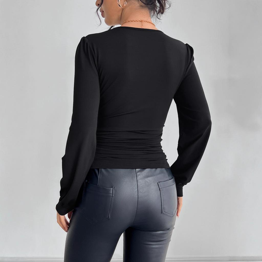 DAFIFY Women's Fashion Casual Spring Autumn Polka Dot Print Long Sleeve V-Neck Blouses & Shirts