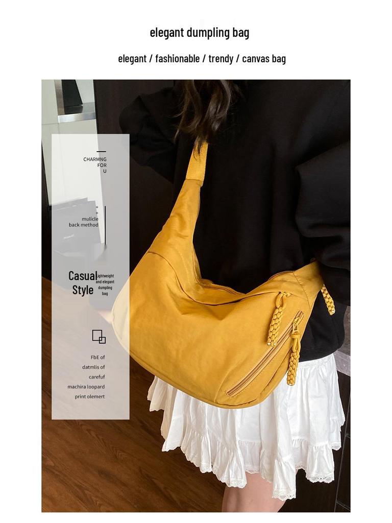 2025 Женская сумка кроссбоди через плечо большой вместимости и легкая - Универсальный высококлассный стиль «пельмень» для поездок на работу