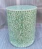 Bone Inlay Coffee Table- Side Table Decor Furniture Bone Table-Bone Inlay Nightstand Table-Inlay End Table -Green Floral Round Accent Table
