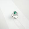 Кольцо Zhou Hengfu из стерлингового серебра S925 с овальным изумрудом и двойным ореолом, усыпанное бриллиантами - Ретро, Алмазный, Легкая роскошь, Женские украшения