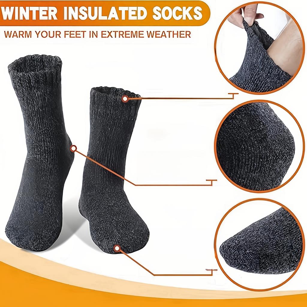 1/2/3/5 Pairs Thermal Socks for Men Black Socks for Extreme Cold Weather