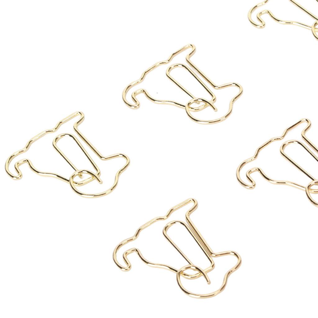 100pcs Dog Shape Paper Clips Improved Slip Resistance Rust Proof Reusable Metallic Paper Clips for Office Gold