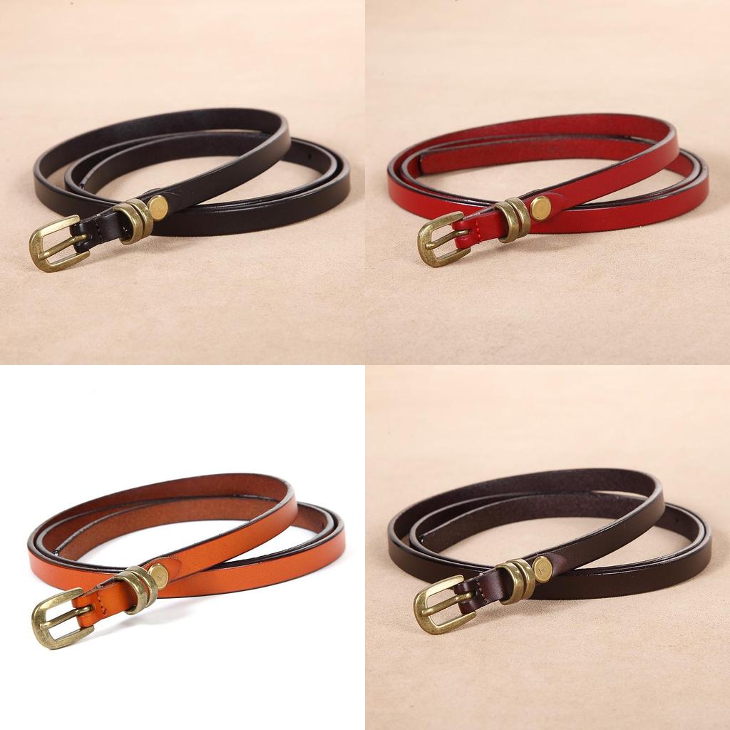 Тонкий кожаный ремень с металлической пряжкой в минималистичном стиле для рубашек