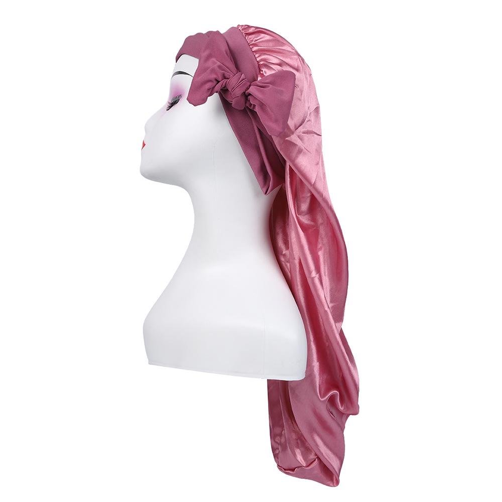 Длинный шелковый атласный платок-боннет для женщин - Защита волос с завязкой-бантом