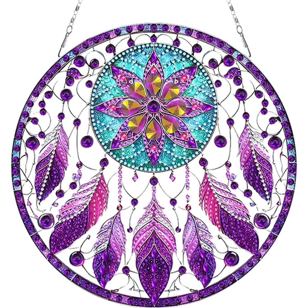 Ловец снов с животными DIY Набор для алмазной мозаики Подвеска Алмазная живопись Украшения Алмазная живопись Подвеска для подвешивания на стену, окно