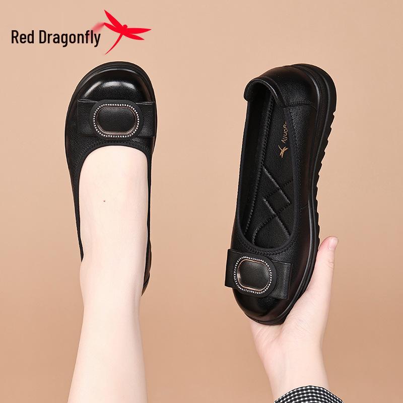 Женские летние туфли-слипоны Red Dragonfly из мягкой кожи на плоской подошве, повседневный стиль