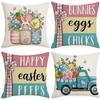 Easter Truck Easter Eggs Bunny Letter Pattern Line Print Home Sofa Decoration Cushion Cover