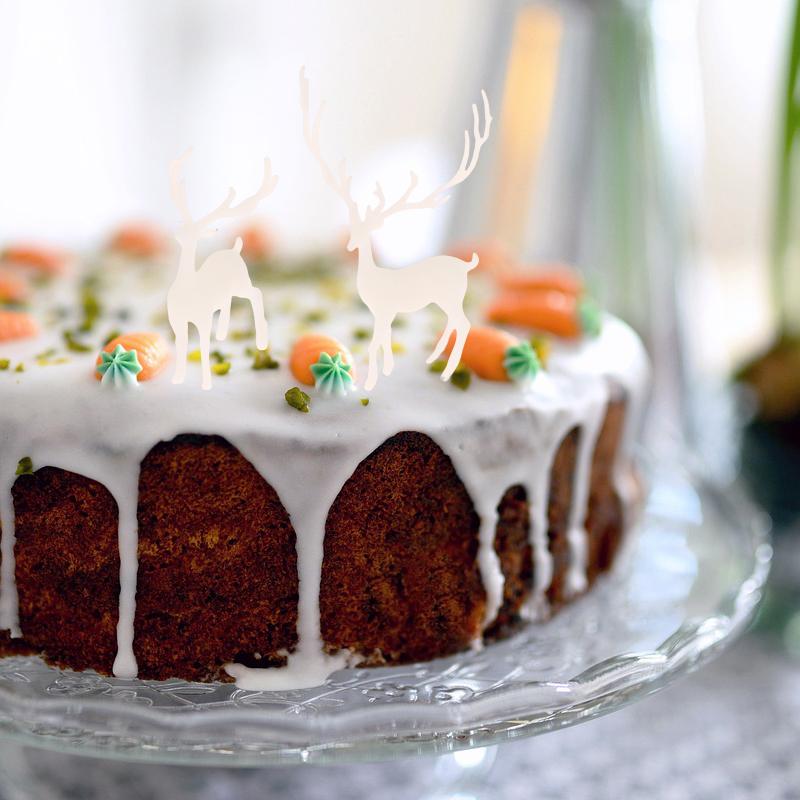 1Pc Mini Resin  Deer Christmas Forest Elk White Dessert Table Decor Merry Christmas Decor For Home Kids  Year Gift