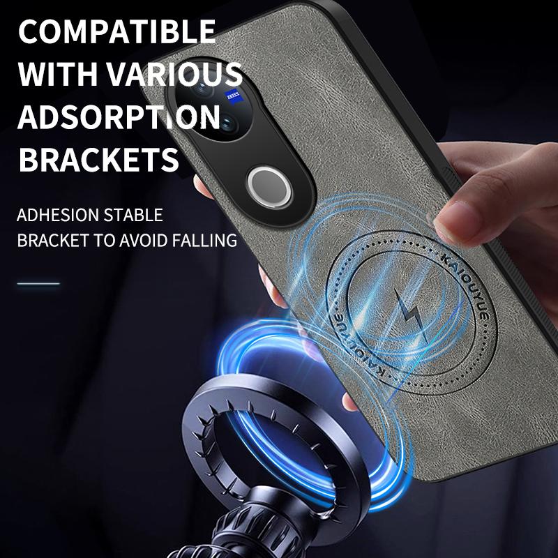 Для VIVO V50 Для Magsafe Модные Кожаные Противоударные Чехлы для Телефона Для Vivo V50 Lite Магнитная Беспроводная Зарядка Чехол V50