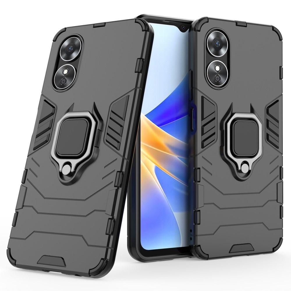 Case for Oppo A17, Kickstand Ring, black