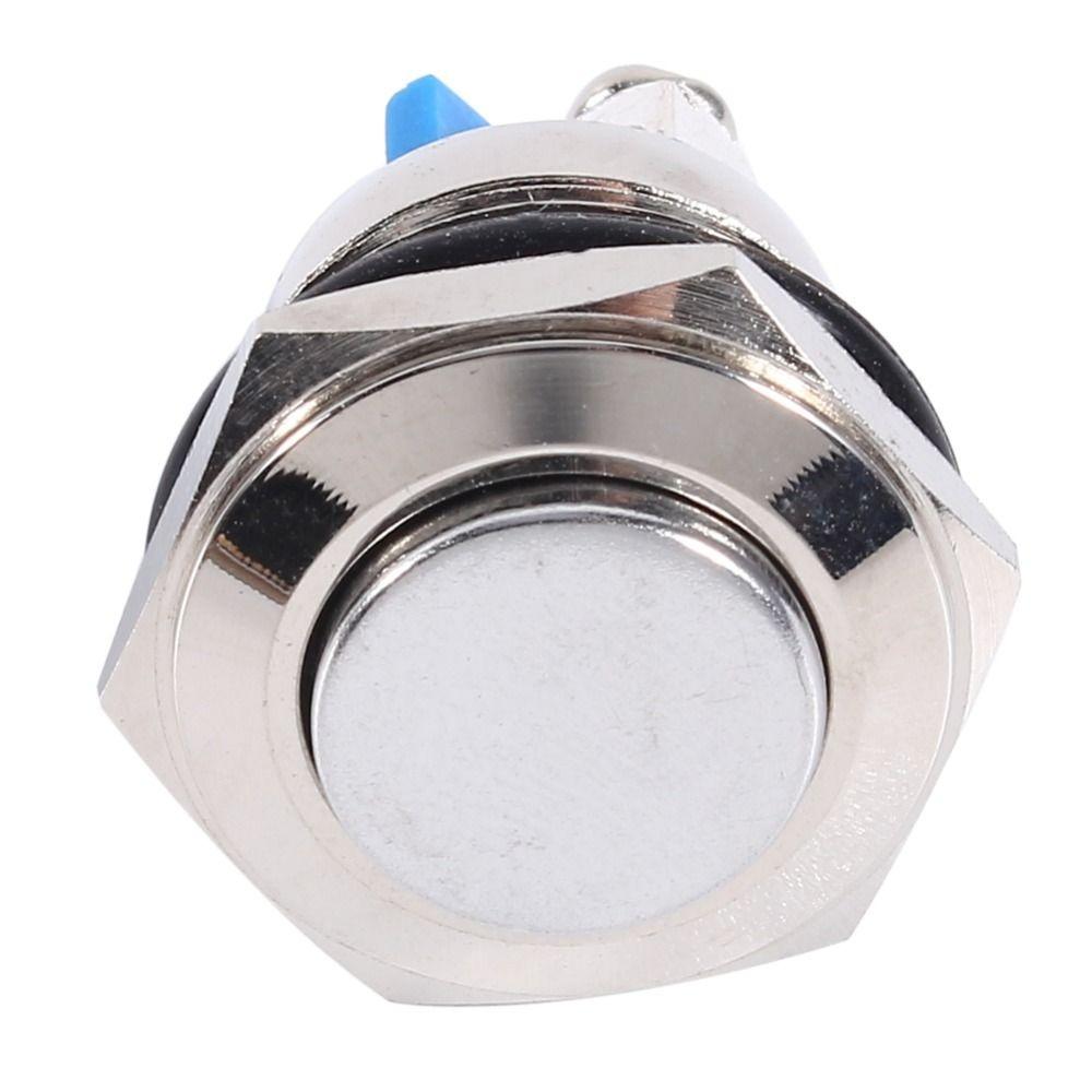 Stainless Steel Push Button Switch High Round Head 16MM Reset Metal Switch Flat Top Self-Resetting Switch Doorbell Replacement