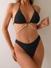 1011Bikini European and American triangular lace-up pearl bikini split swimsuit quick-drying beach