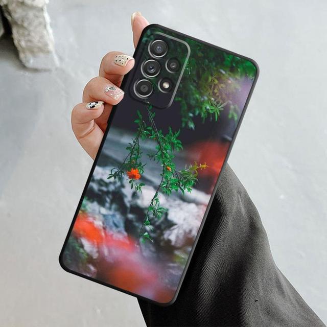 Чехол с зелеными побегами розы и тюльпанов для Samsung Galaxy A14 A73 A53 A71 A51 A31 A33 A22 A12 A21s A13 A32 A52s A72 A52 A23