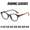 Men Women Fashion High Definition Anti Blue Light Reading Glasses Neutral New Retro Oval Frame Farsighted Glasses To +3.5+4.0