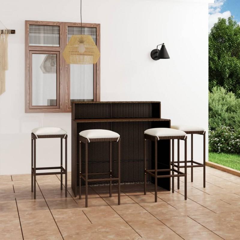 Day and Night - Day and Night 5-piece Garden Bar Furniture Set and Brown Cushions