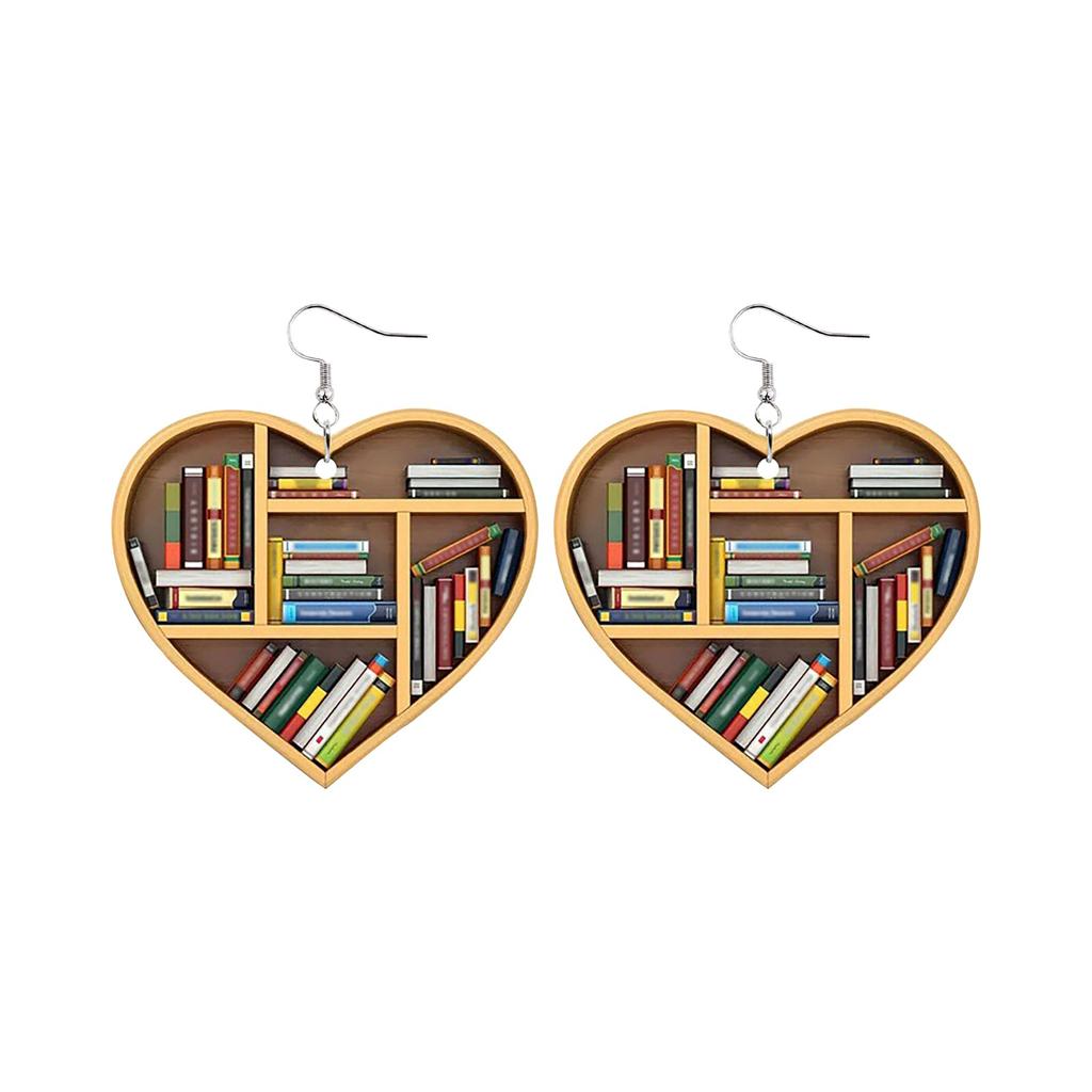 Серьги из книги «Любовь» Деревянные серьги Книга Серьги Двусторонняя живопись