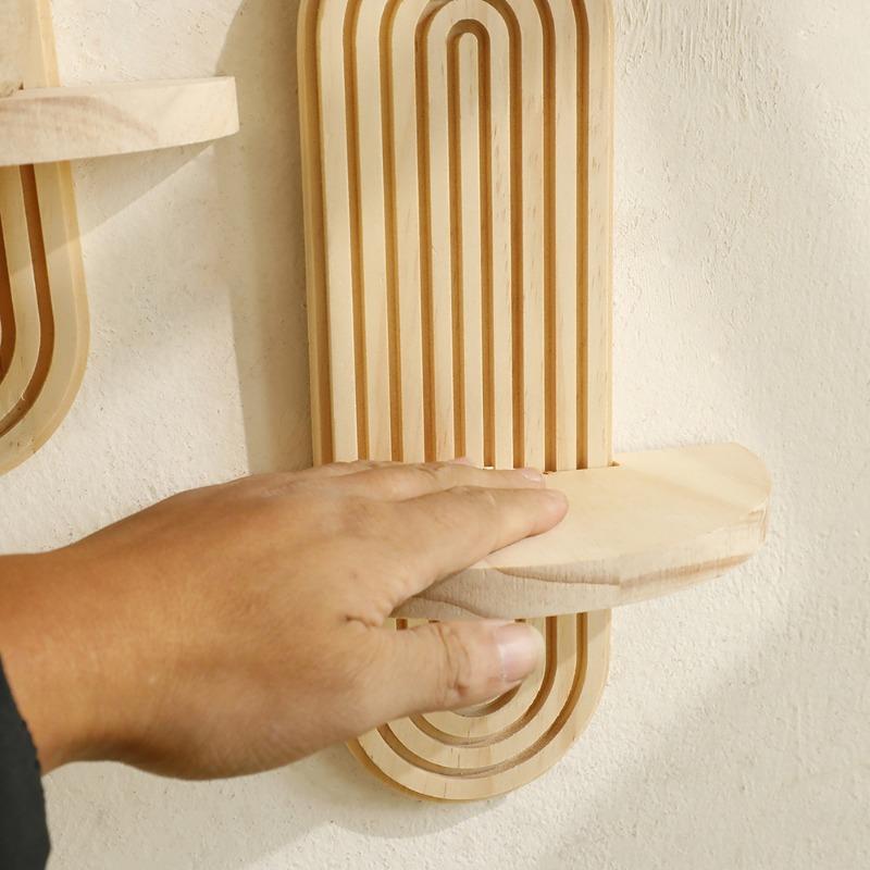 Boho Style Quality Wooden Wooden Wall Mounted Shelves Modern Home Decor Vintage Bohemian Wall Decor Boho Wooden Rainbow Wall
