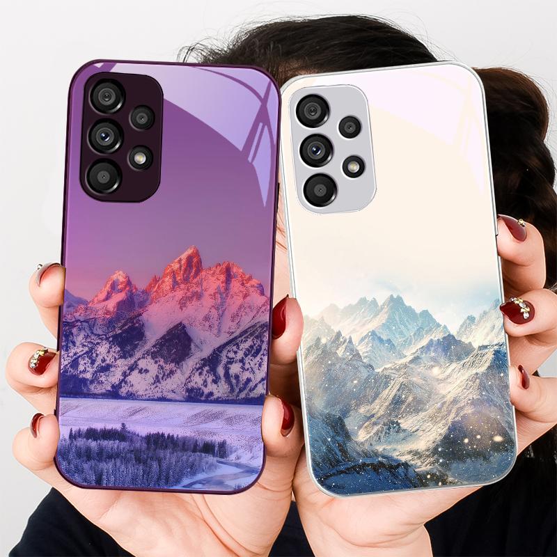 Пейзаж снежной горы Для Samsung S8 S9 S10 S20 Ultra S21 Pro S22 Plus S23 FE S24 Ultra S25 Edge S25Ultra Стеклянный чехол для телефона