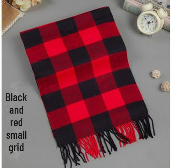 Зимний мужской и женский толстый клетчатый шарф из искусственного кашемира