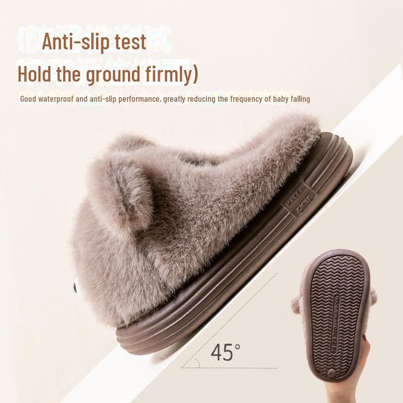 Детские зимние хлопковые тапочки: Мягкая, нескользящая, плюшевая домашняя обувь для мальчиков и девочек