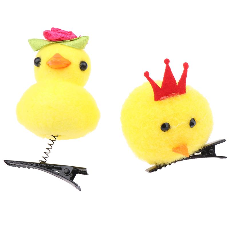 Милая флокированная маленькая желтая утка, плюшевая заколка для волос с животными, забавная весенняя клипса в виде утконоса, аксессуары, головной убор для детей
