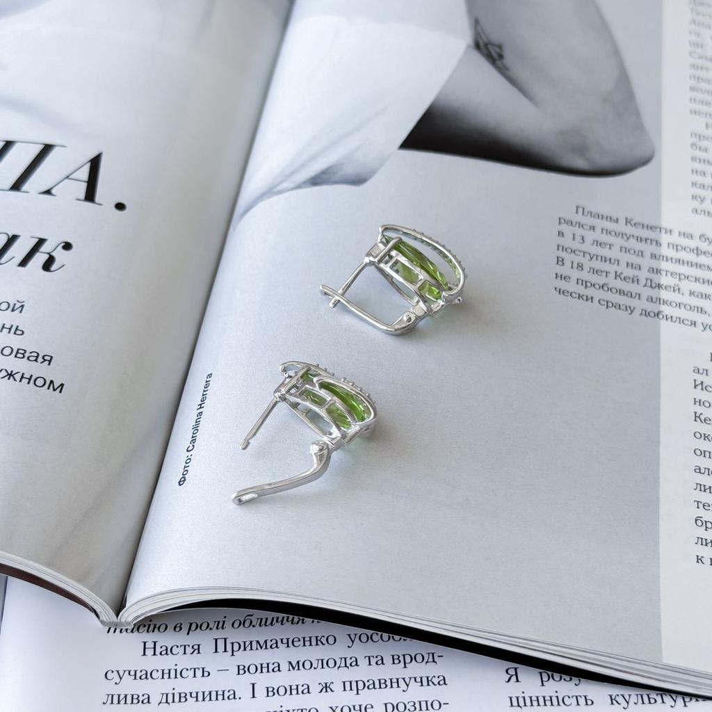 Серебряные серьги с хризолітом 9.628ct (2157373)