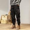 Мужские высококачественные утолщенные хлопковые рабочие брюки с множеством карманов и манжетами для весны и осени