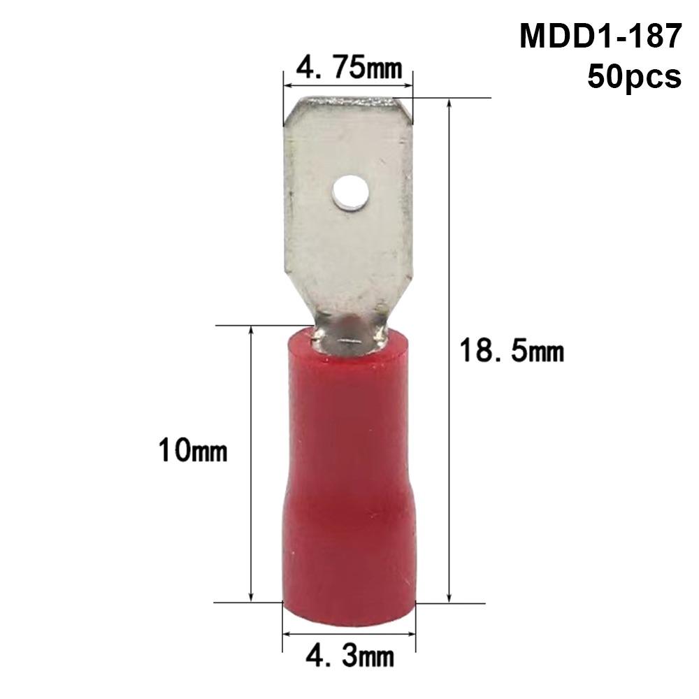 50 шт. 2,8/4,8/6,3 мм Соединители проводов Изолированные FDD/MDD1.25/2/5.5 Электрические обжимные клеммы Лопатка Женский/Мужской Быстроразъемные