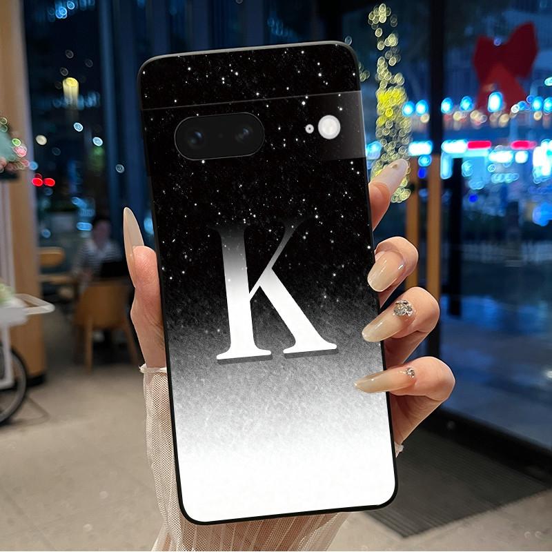 Чехол для телефона с цветочной буквой для Google Pixel 7 Мягкий силиконовый черный чехол для Google Pixel 7a Противоударный корпус