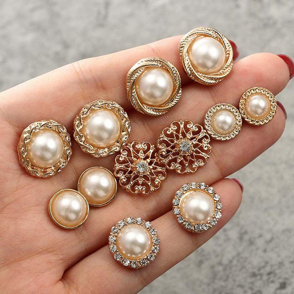 Hollow Flower Simulated Pearl Gold Color Round Earring Sets Accessories Stud Earrings Jewelry