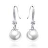 Privie Earrings Pearl Zirconia Formal Beautiful Jewelry Silver OL Attendance At Work Commuting To School Smaller Sway Party Wedding Valentine White