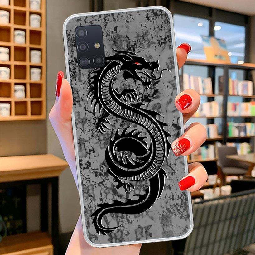 Asian Dragons Animal Tattoo Cover Phone Case For Samsung Galaxy A12 A22 A32 A52 A72 A02S Phone Case Note 20 Ultra 10 S10 Plus A5