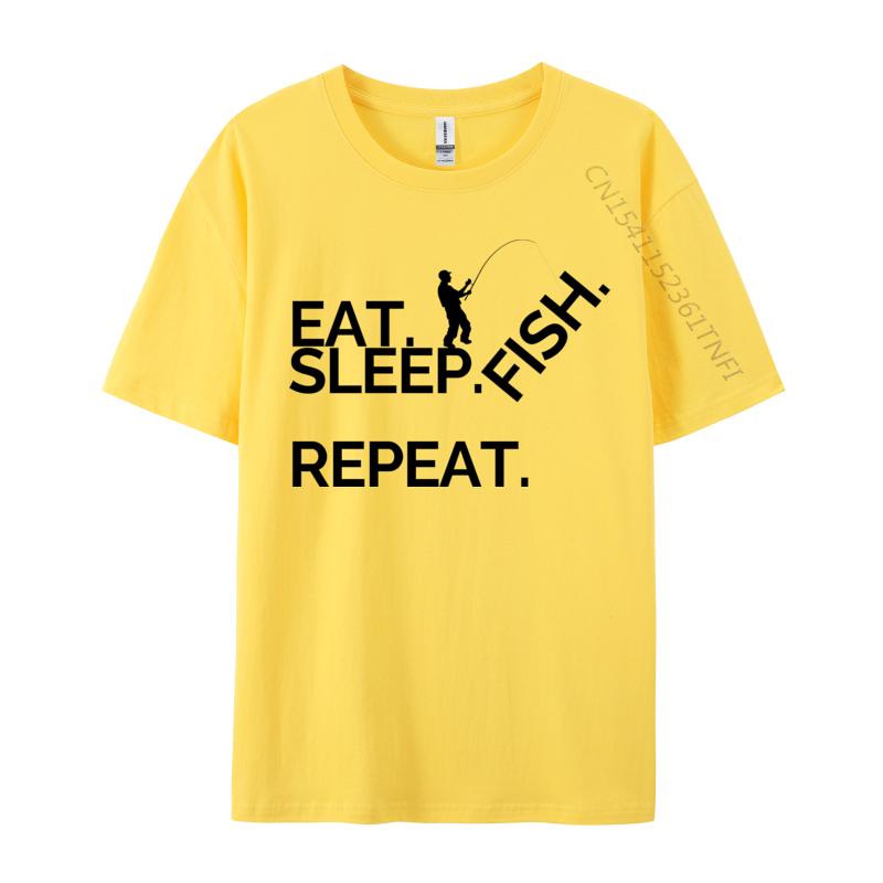 Eat Sleep Fish Repeat Tshirt Cotton Normal Tees Coupons Men TShirt Casual Tops Shirts Wholesale Basic