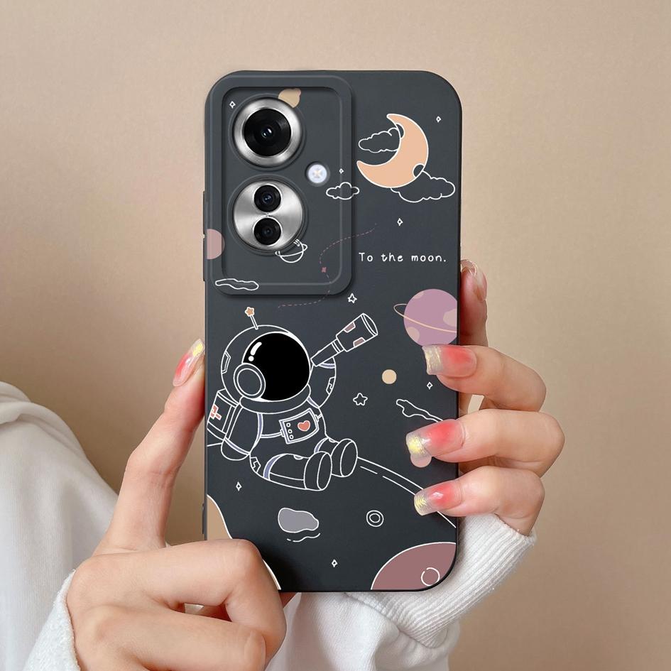 Чехол для OPPO A60 A59 Realme C65 12x Reno11 Pro, чехол для телефона с милым астронавтом-пилотом, противоударный, мягкий жидкий силикон, популярный чехол-бампер для OPPO