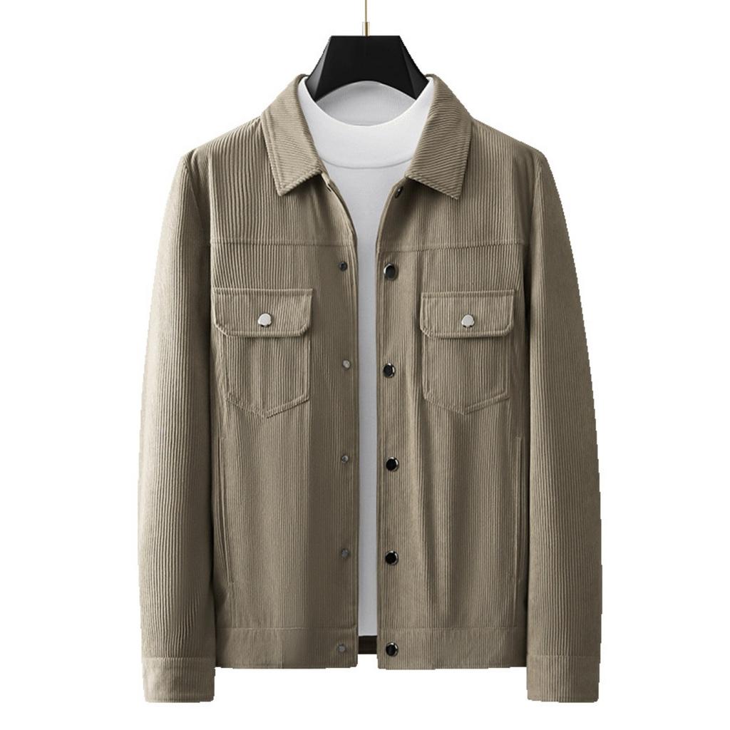 New Corduroy Jacket Men, Autumn Loose Lapel Casual Trendy Baseball Jacket, Luxury Workwear Style Men's Outerwear
