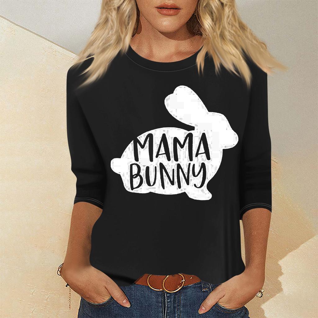 Women's Fashion Casual Seven Sleeve Valentine's Day Printed Pullover Top