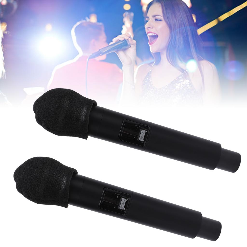 2шт беспроводной микрофон металлический шумоподавляющий ручной динамический микрофон набор с кристальными крышками и приемником