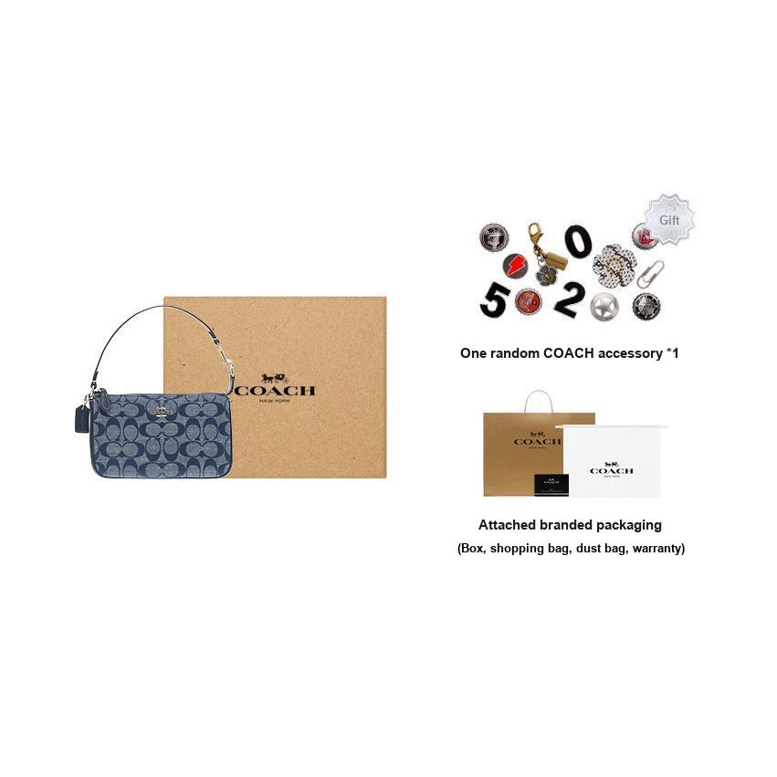 New COACH Nolita Jacquard Fabric Bonded Cow Split Leather Handbag Shoulder Bag Women's Denim Blue CH149-IMDEI