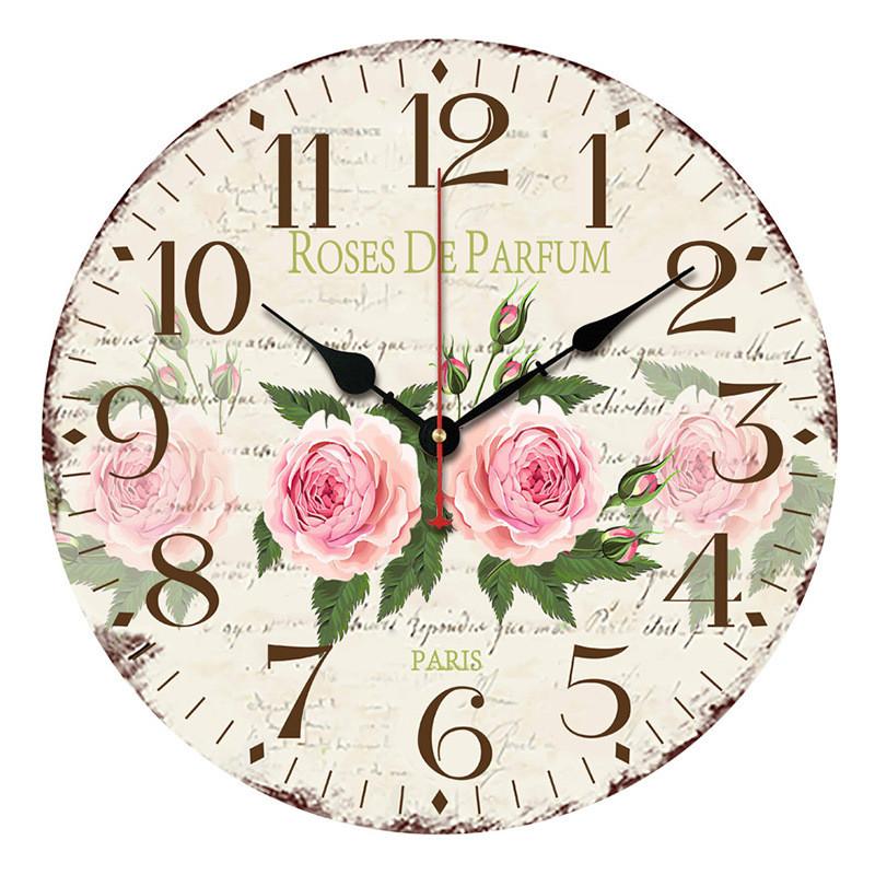 Vintage Mdf Wall Clock With Quartz Movement For Living Room Decor