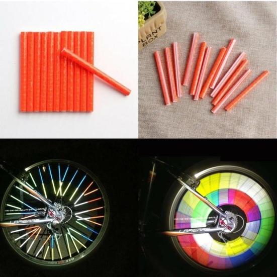 12 шт. Клипсы для крепления спиц на ободе колеса велосипеда, светоотражающая трубка, предупреждающая световая полоса