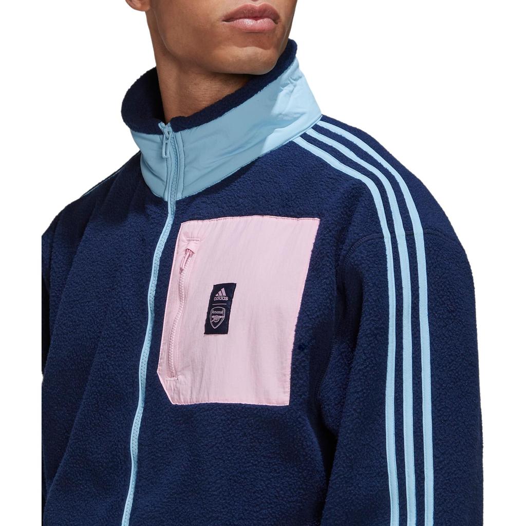 adidas Спортивная куртка с цветными блоками и логотипом на переднем кармане Мужская куртка синяя HF4040