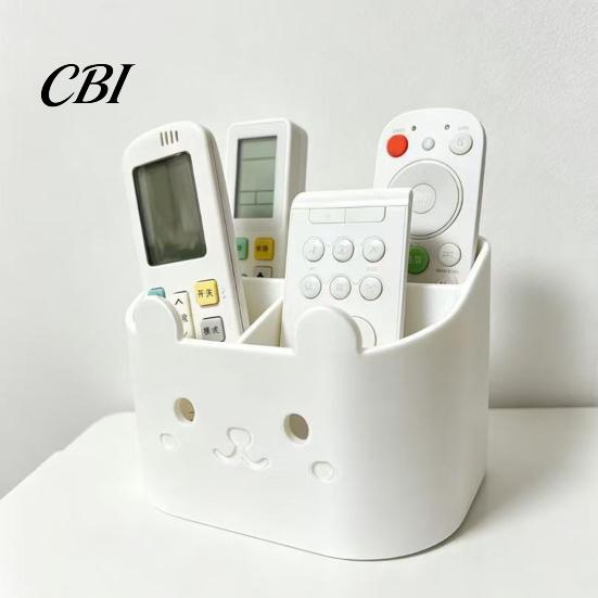 TV Remote Caddy 3D Printed Control Holder, Animal Design Storage Box Desk Holdedr for Desk, 4-Compartments Desktop Organizer Office