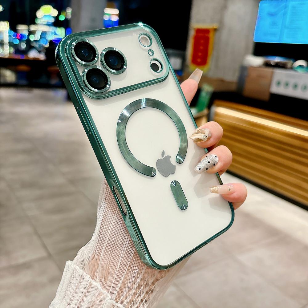 KEYSION Магнитный чехол с покрытием для MagSafe для iPhone 17 Pro Max 17Air Прозрачный ТПУ Противоударный чехол для телефона с защитой объектива