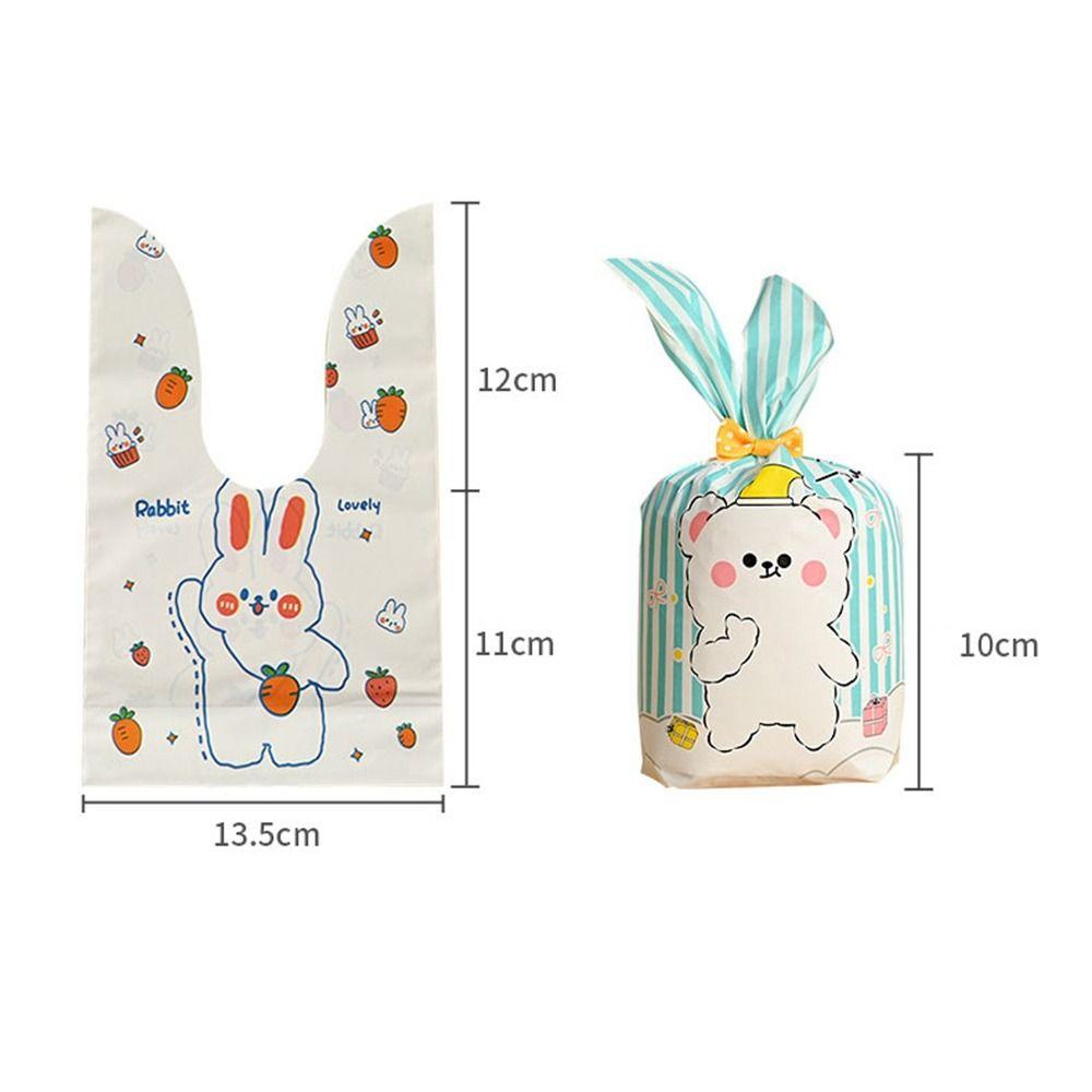 50 шт. Новые пасхальные картонные мешочки с ушками кролика, пластиковые мешочки для конфет в виде животных для детей, упаковка для печенья на день рождения, подарки своими руками