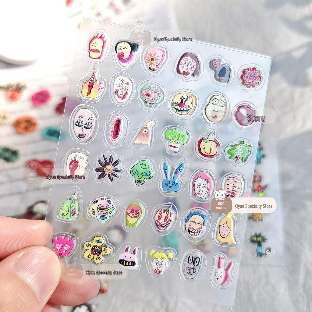 Абстрактные смешные котики желе 3D наклейки для iPhone 17 Pro Max и бутылок для воды