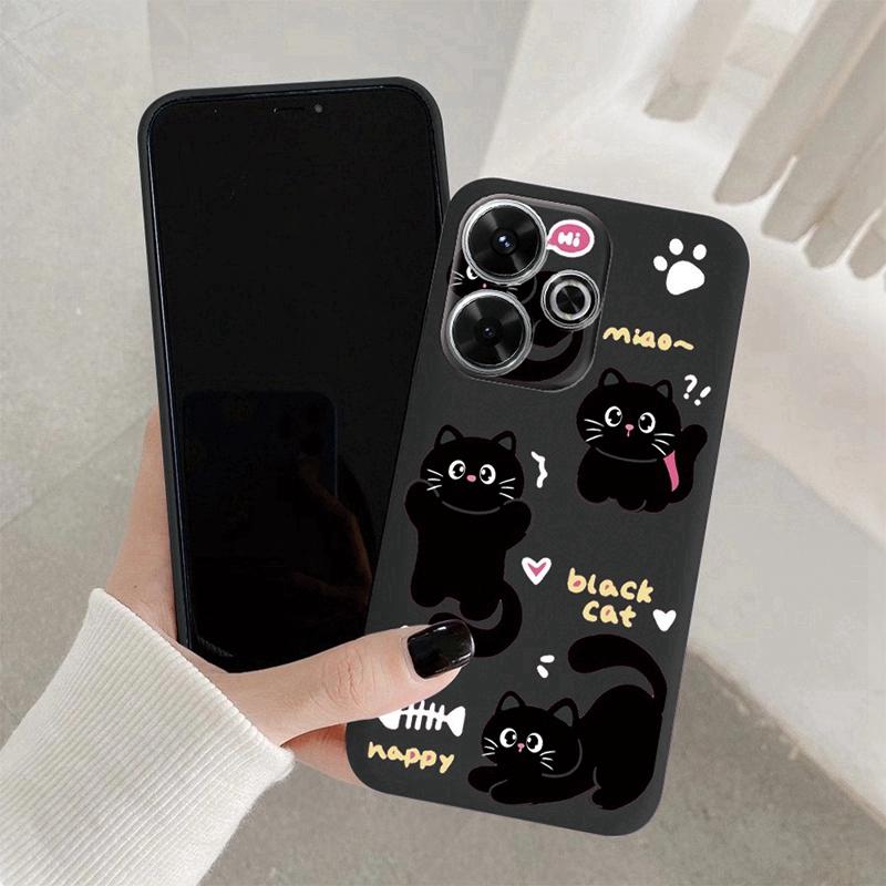 Мягкий силиконовый чехол Cat для Xiaomi Redmi Note 13 Pro 13C 14T Poco C65 Samsung A55 A35 M35 S24 Plus Huawei Honor 200 Lite iPhone Realme противоударный чехол